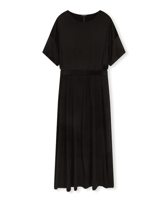 20 304 2204 10days Amsterdam Kleid Satin Jersey Dress Black Schwarz Seide (2)
