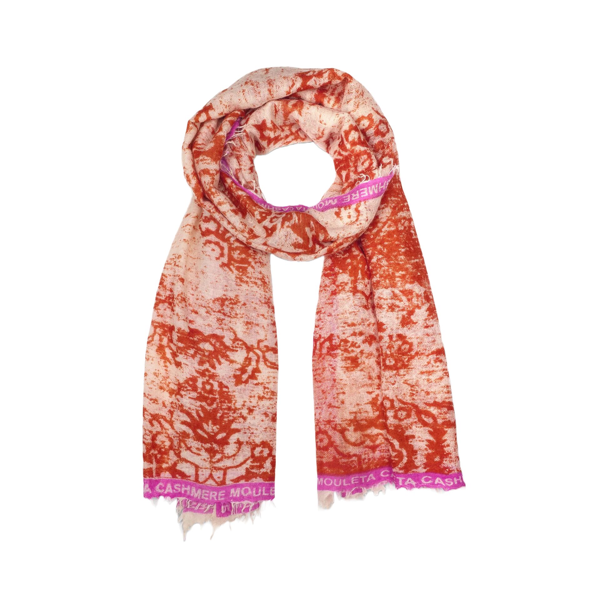 Moulet Logo Print Orange Schal Scarf Kaschmir Cashmere