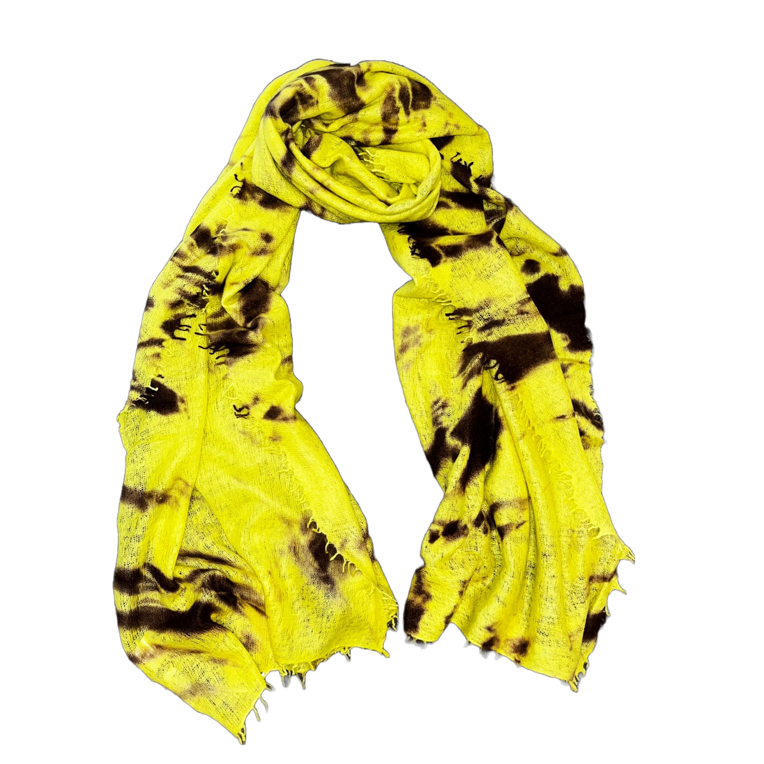 Mouleta Schal Kaschmir Scarf Gelb Batik Look