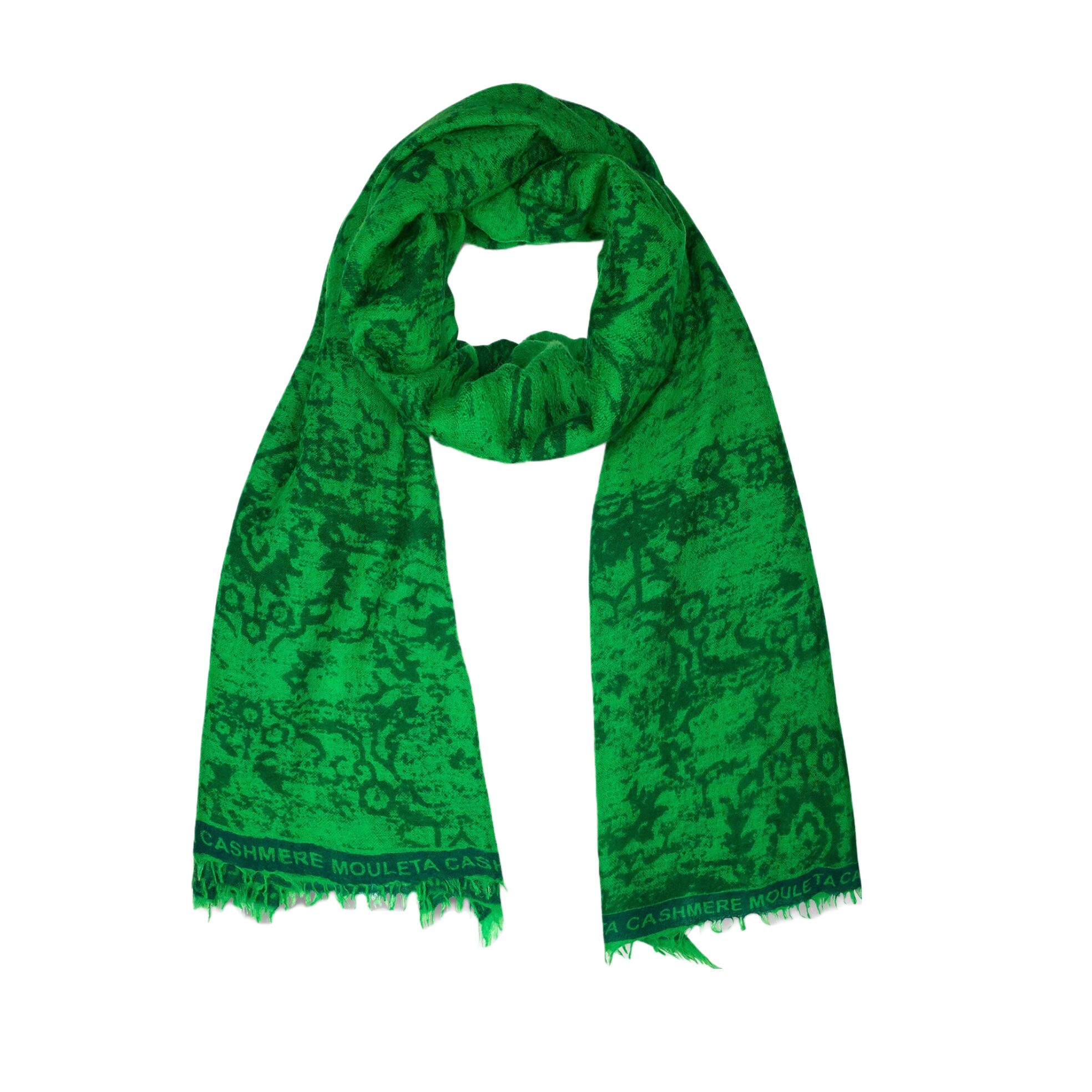 Mouleta Schal Scarf Kaschmir Cashmere Logo Print Gruen