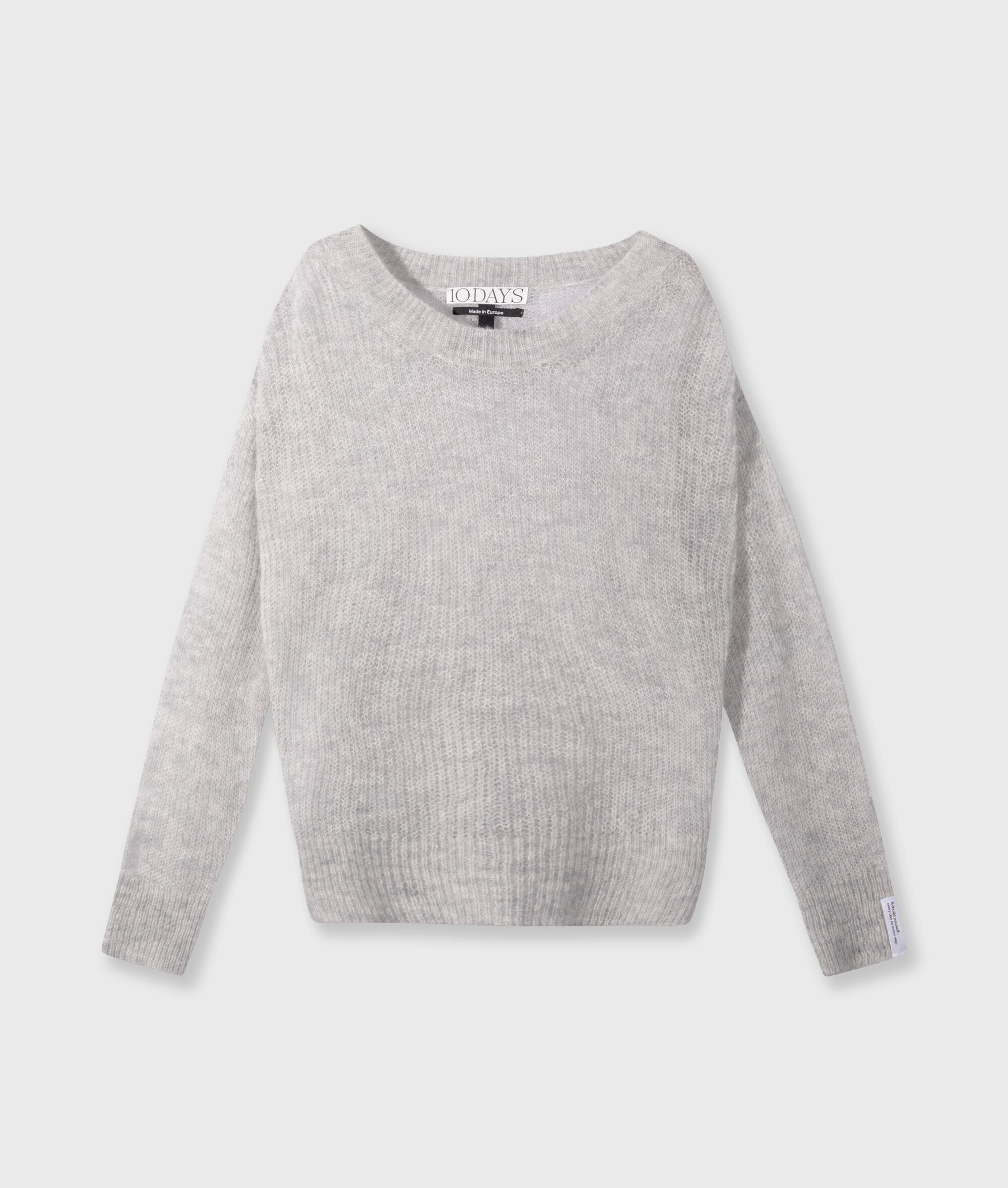 20 606 4203 4001 10days Amsterdam Loose Thin Knit Sweater Light Grey Melee Grau (1)