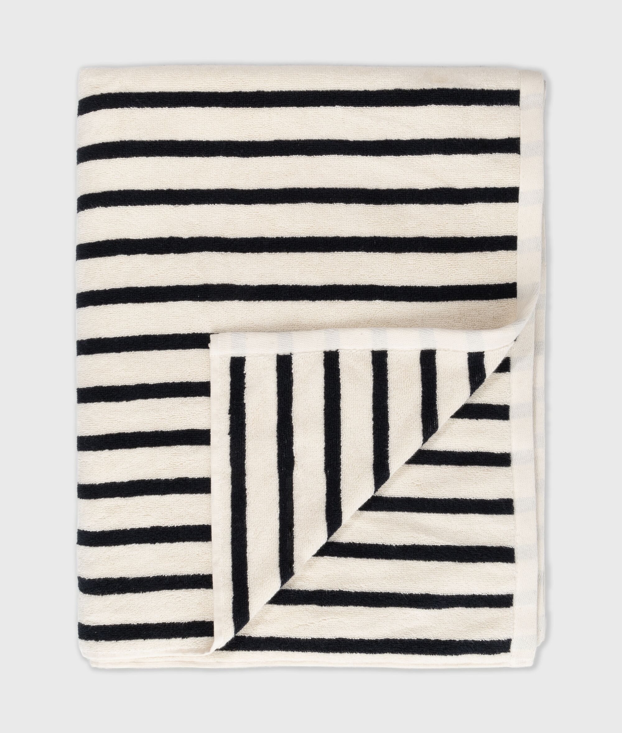 65 300 9900 3006 10days Amsterdam Handtuch Towel Bath Stripes Ecru Black (1)