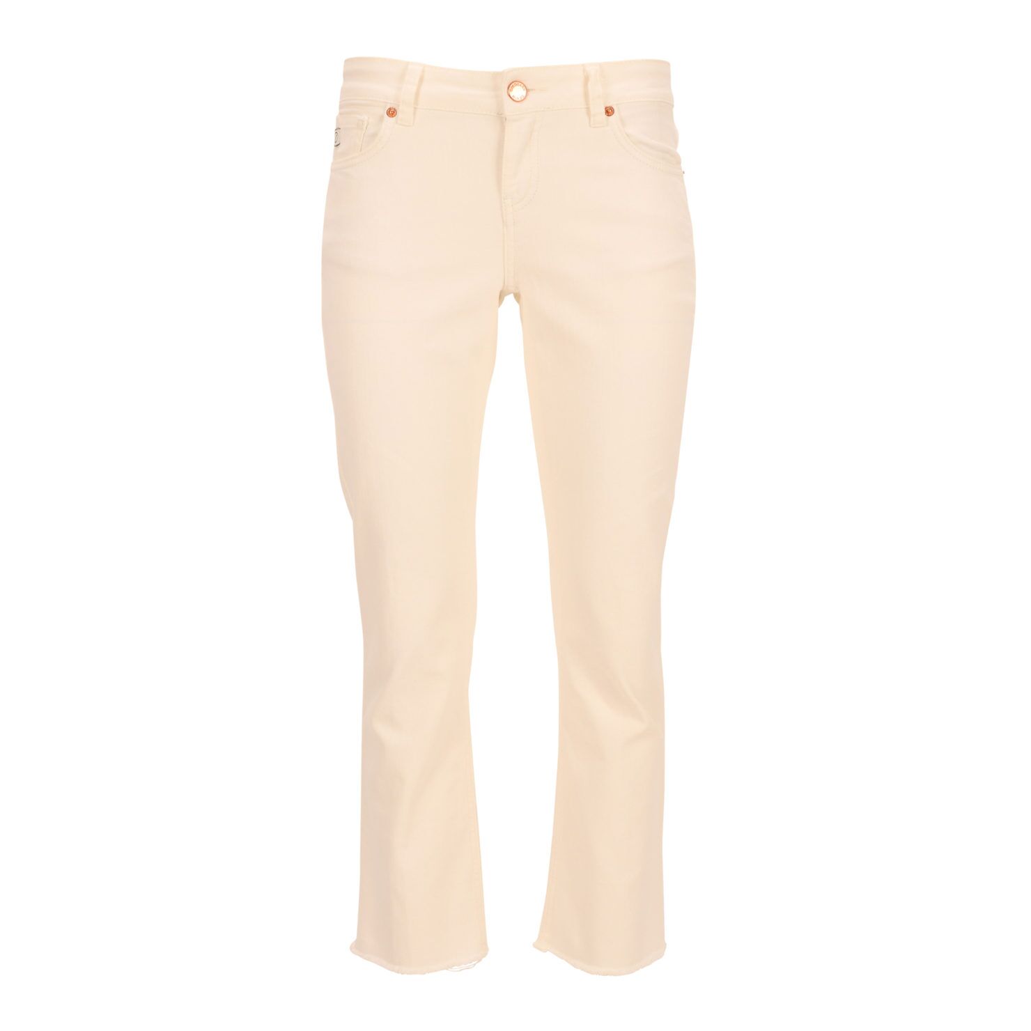 Goldgarn Rosengarten Flare White Vorderseite Jeans