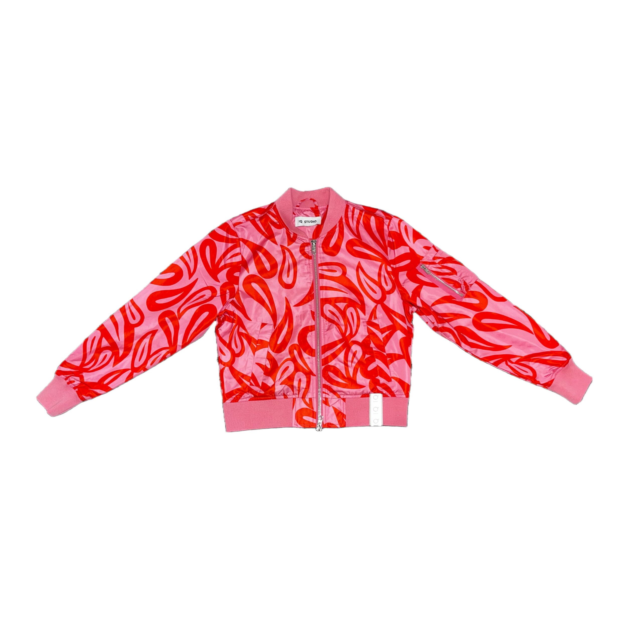 Iq Studio Satin Bomber Pink Sorbet Jacke Brint